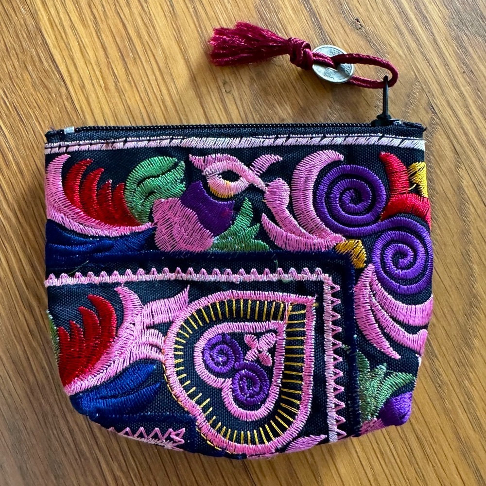 🏝️ Embroidered Coin Purse Pouch Pouch Small Colorful